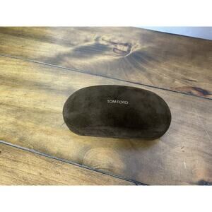 TOM FORD Velvet Hard Brown Clamshell Glasses Case With Cleaning Cloth